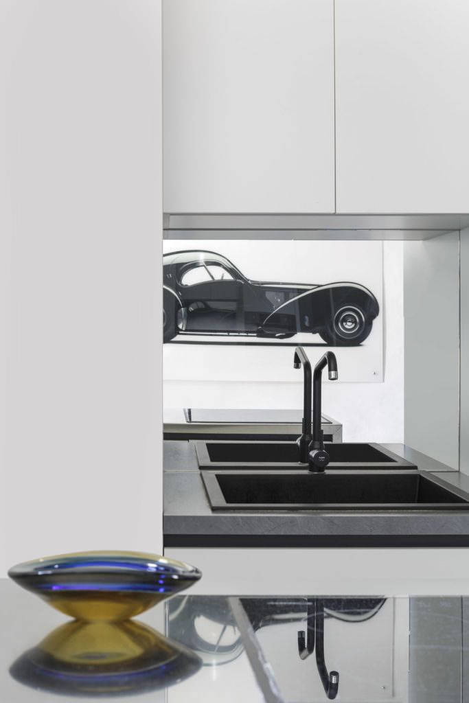 Bugatti 57 Atlantic print, vintage Murano glass ashtray