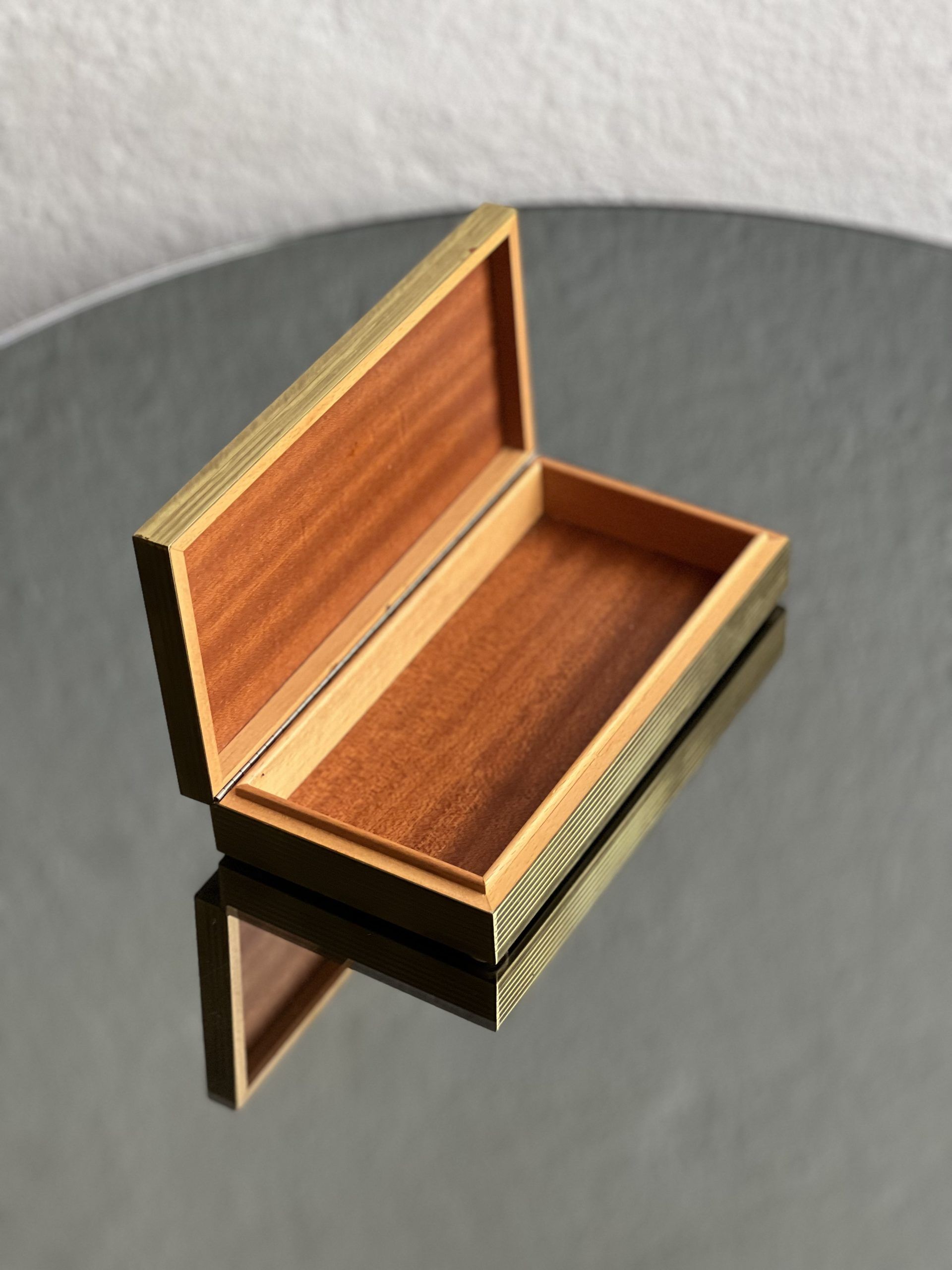 Metal and wood jewelry box